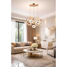 Lunox Linea Gold Modern LED Avize – Krom Gövde Çizgisel Tasarım Salon Avizesi