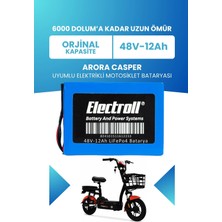 Electroll Arora Casper Batarya (Standart Kapasite) Lifepo4 48V 12AH Elektrikli Motorsiklet Bataryası