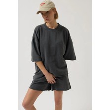 Stores36 Oversize Lazer Kesim Bisiklet Yaka T-Shirt