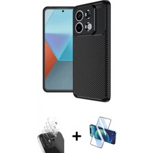 İlk El Grup Ieg™ Redmi Note 13 Pro 4g Kılıf Eksen Form Prime - Siyah 3D Antistatik Seramik Nano Ekran Koruyucu + Şeffaf Kamera Lens Koruma Cam