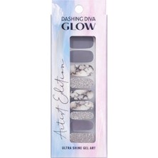 Dashing Diva Glow Ash Grey Marble Mermer & Glitter Jel Tırnak Stripleri