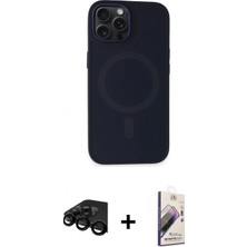 İlk El Grup Ieg™ iPhone 15 Pro Max Kutup Serisi - Siyah Bilvis 3D Mat Cam Ekran Koruyucu + Siyah Raze Metal Kamera Lens