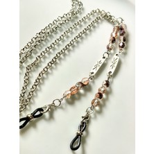 Thinblack Ateş Rengi Kristal Taşlı Gözlük Zinciri – Gümüş Kaplama Aralar – Thınblack®