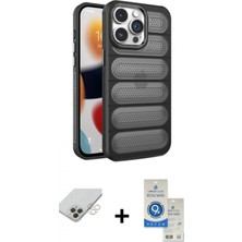 İlk El Grup Ieg™ iPhone 14 Pro Max Yadigar Doku Özel Seri - Şeffaf Royal Nano Ekran Koruyucu + Gold Band Metal Kamera Lens