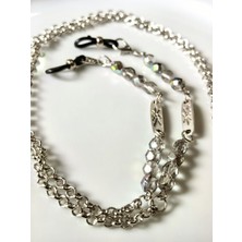 Thinblack Saydam Kristal Taşlı Gözlük Zinciri – Gümüş Kaplama Aralar – Thınblack®