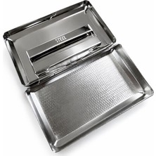 Wolf Metal Tabaka 6X10 cm – Gümüş Desenli Cep Boy Saklama Kutusu