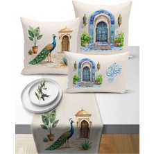 Bertille Home Ramazan Bohem  Serisi 3'lü Kırlent + 1 Runner Set Dijital Baskılı (Ramadan Set)