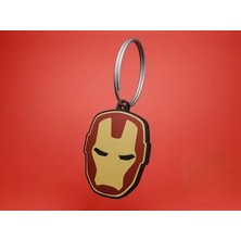 3D Baskı Iron Man Maske Anahtarlık - Süper Kahraman Hediyesi (Kırmızı-Altın)