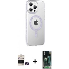 İlk El Grup Ieg™ iPhone 14 Pro Max Yörünge Koleksiyonu - Şeffaf 360 Full Body Arka Koruyucu + Derin Mor Bilvis Titan Kamera Lens
