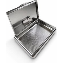 Wolf Metal Tabaka 6x9 cm – Gümüş Desenli Tırnaklı Kapaklı Cep Boy Saklama Kutusu
