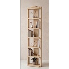 Liora Commerce Ahşap 6 Bölmeli Modern Kitaplık - El Yapımı Masif Ahşap