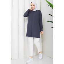 Pamuk Butik Kadın Ortası Dikişli Rayon Merserize Triko Tunik -PMK546