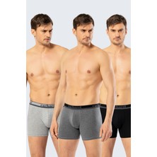 Cacharel Erkek Uzun Paçali 3'lü Boxer 1338/Siyah-Gri-Antrasit