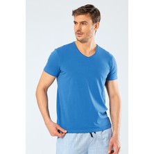 Cacharel Erkek V Yaka Likrali T-shirt 1332/Saks