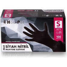 Has-Pet Siyah Nitril Muayene Eldiveni Pudrasız 100’LÜ Small (S) – Tek Kullanımlık Dayanıklı Eldiven