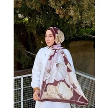 Minel Eşarp 34 Minelesarp Manolya Desen Çifttaraflı Bordo Renk