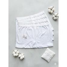 Temur Trade Temurtrade, Beyaz Bayan Boxer Külot , Pamuklu, Rahat, Esnek, 4 Lü Paket, Kadın Kız İç Giyim