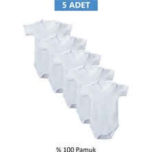 Royaleks Beyaz Yarım Kol Body Zıbın 7-12 Yaş Çocuklar Için (5 Adet) Alttan Çıtçıtlı Özel Gereksinimli