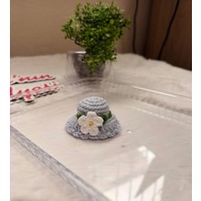 Parla'nın Atölyesi 0-3 Yaş Az Saçlı ve Saçsız Bebek Tokası Hand Made El Örgüsü Şapka Mavi