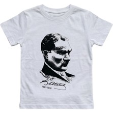 Adc 23 Nisan Beyaz Atatürk Baskılı Çocuk Tişört