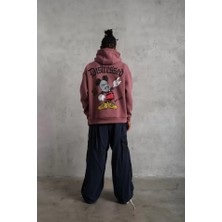 Bet's  Erkek Üç Iplik Baskılı Kapüşonlu Sweat - Gül Kurusu