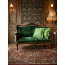 Bn Çaki Retro Dalga Desenli Yeşil Dekoratif Minder Kılıfı