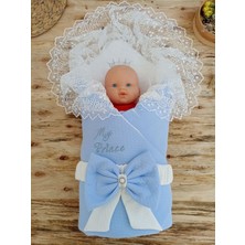 Pazarcan My Prince Dantel Duvaklı Delüks Kundak Bebek Battaniyesi