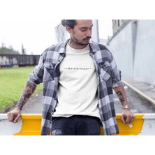 Stores36 Erkek Bisiklet Yaka Baskılı Oversize T-Shirt - Beyaz