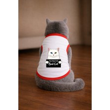 Petite Pati Beyaz Wanted Van Baskili Kedi Tshirt Kedi Kiyafeti (%100 Pamuk Penye)