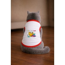 Petite Pati Beyaz Garf4 Cat Baskili Kedi Tshirt Kedi Kiyafeti (%100 Pamuk Penye)