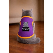 Petite Pati Mor Wanted British Baskili Kedi Tshirt Kedi Kiyafeti (%100 Pamuk Penye)