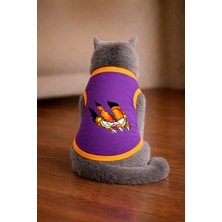 Petite Pati Mor Garf3 Cat Baskili Kedi Tshirt Kedi Kiyafeti (%100 Pamuk Penye)