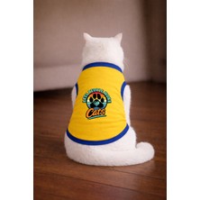 Petite Pati Sarı More Cat Baskili Kedi Tshirt Kedi Kiyafeti (%100 Pamuk Penye)