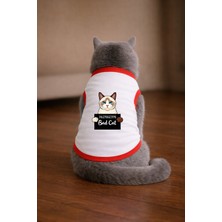 Petite Pati Beyaz Wanted Siyam Baskili Kedi Tshirt Kedi Kiyafeti (%100 Pamuk Penye)