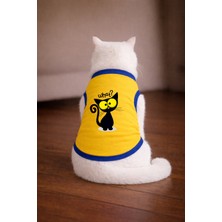 Petite Pati Sarı What Cat Baskili Kedi Tshirt Kedi Kiyafeti (%100 Pamuk Penye)