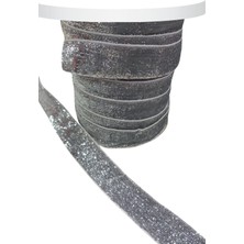 Pazarcan Gümüş Simli 2 cm Kadife Kurdele - 1 Metre