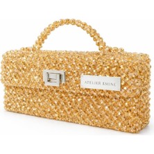 Pazarcan Panna Limone Abiye Çanta - Kristal Detaylarla Şıklık