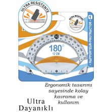 Artlantis Dayanıklı Açı Ölçer 12 cm 1 Adet Plastik Iletki Şeffaf Geometri Matematik Çizim Ölçme Seti Okul Ders
