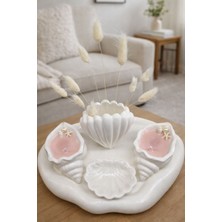 AkanArt Studio Deniz Kabuğu Vazo ve Mum Seti – 5’li Pembe