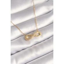 Clariss Ashwork 316L Çelik Gold Renk Zincir Zirkon Taşlı Sonsuzluk Model Kadın Kolye 587455