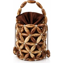 Pazarcan El Yapımı Jade Fawn Abiye Çanta - Doğal Detaylı