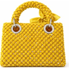 Pazarcan El Yapımı Kadife Boncuk Abiye Çanta - Silva Mimosa