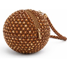 Pazarcan Brio Walnut Abiye Çanta - El Yapımı Kristal Detaylı Mini Çanta