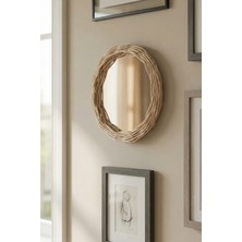 AkanArt Studio Oval Rattan Çerçeveli Duvar Aynası – Boho Naturel Dekorasyon
