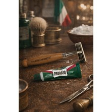 Valerio Moretti Ahşap Saplı Klasik Tıraş Bıçağı + Proraso Shaving Cream 10 ml – Seyahat Tıraş Seti