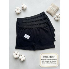 Temur Trade Temurtrade, Siyah 4 Lü Bayan Boxer Külot , Pamuklu, Rahat, Esnek, Kadın Kız İç Giyim