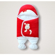 Pazarcan Yenidoğan Kadife Ayıcık Nakışlı Kundak Bebek Battaniyesi