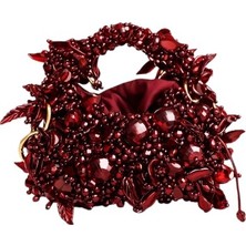 Pazarcan Stracci Paprika Abiye Çanta - El Yapımı Kristal Detaylı