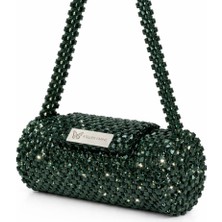 Pazarcan El Yapımı Kristal Ricotta Oliva Abiye Çanta