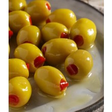 ZeytunixAkhisar Kapya Biber Dolgulu Yeşil Domat Zeytin 1000 gr (M Boy)